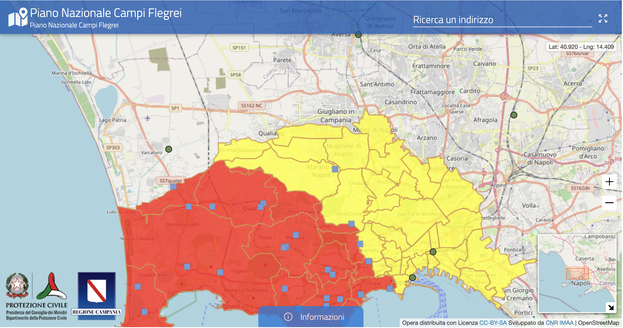 Mappa Interattiva Piano nazionale di protezione civile Campi Flegrei