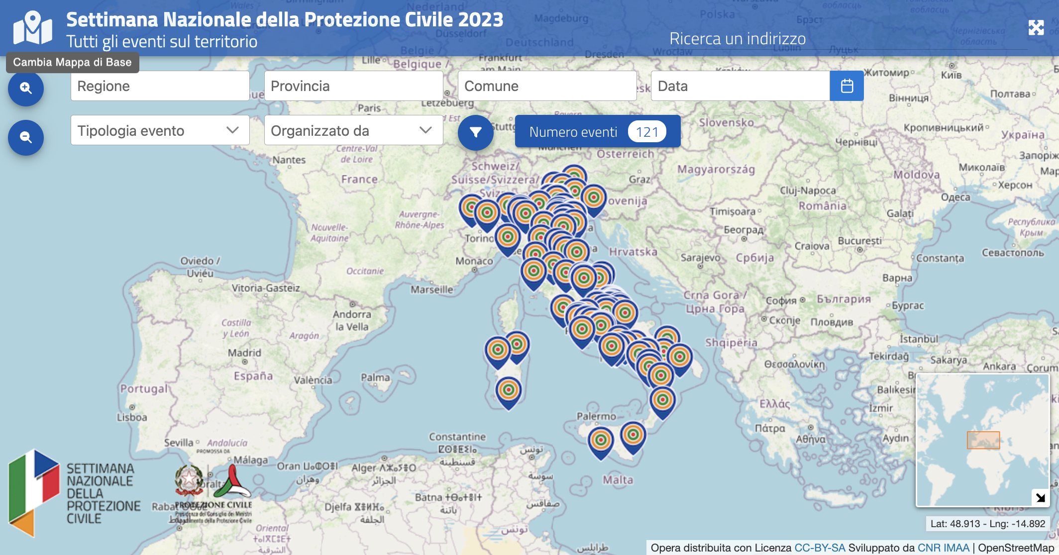 Mappe e dashboards Settimana della Protezione Civile